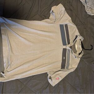 Travis Mathew Light Gray Polo with Dark Gray Stripes
